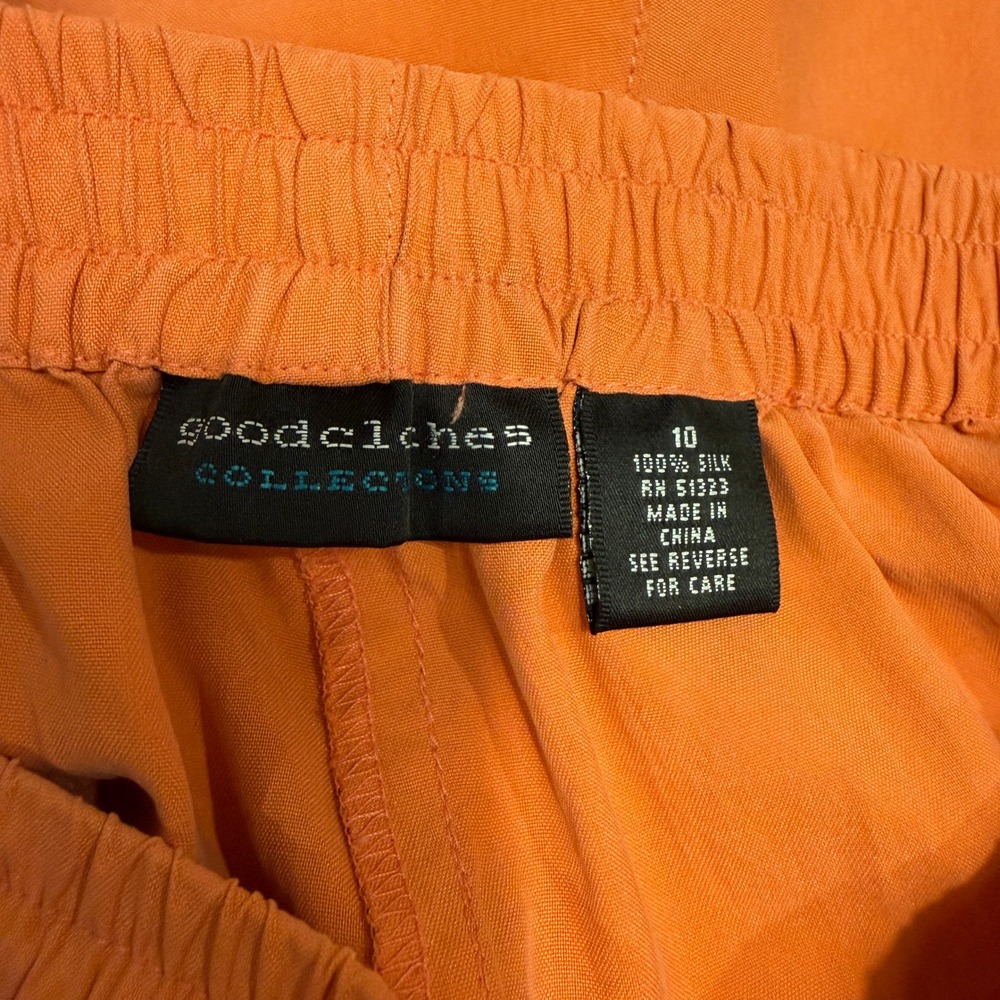 Good Clothes Collections Womens Vintage 100% Silk Cargo Pants Orange Wide Leg 10 - Picture 6 of 11